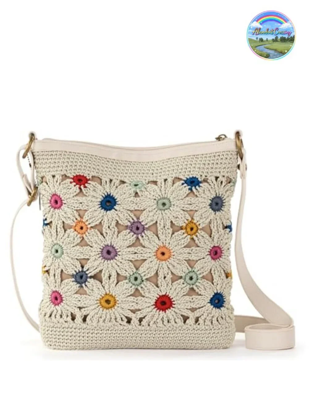 Hand-Crocheted Crossbody Purse with Adjustable Strap, Vegan Certified Recycled